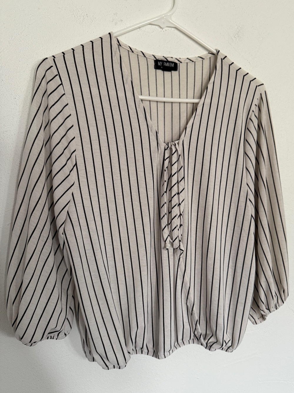Black & White Striped Tie Front Blouse